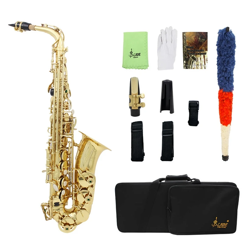 

Slade Saxophone Alto Instrument E Fall Saxophone Sax Alto Lacquer Beginner Saxophone with Cleaning Accessories