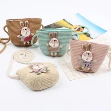 Милый рубиновый детский соломенный Кошелек для монет для девочек, хороший подарок на день рождения, Детская Наклонная Сумка на плечо, маленькая принцесса, сумка на молнии