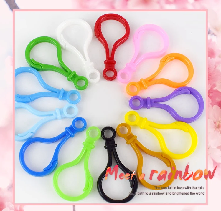 Meetee 100/300pcs Plastic Buckles Keychain Snap Hook Lobster Clasp DIY Backpack Sewing Handmade Bag Purse Accessories F7-3