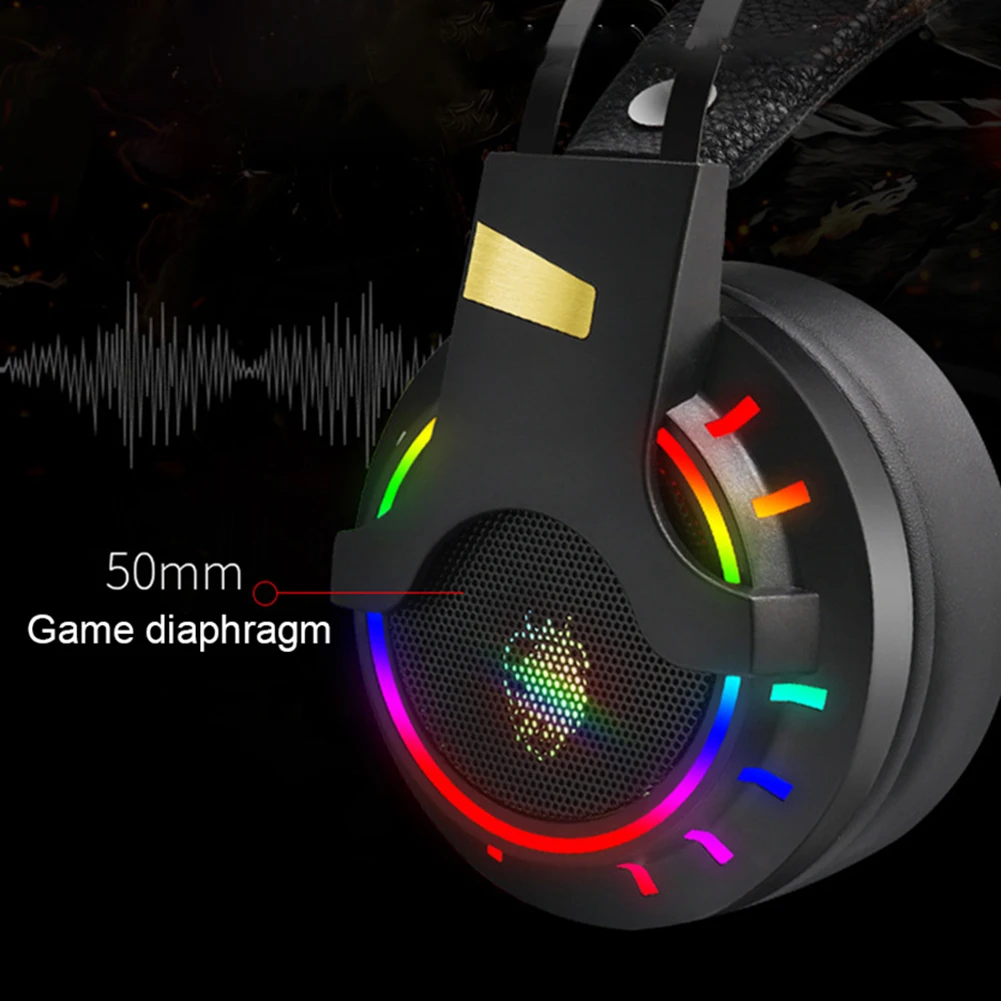 Игровая гарнитура 7 1 с объемным звуком проводные Игровые наушники RGB подсветкой и