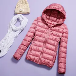Осенне-зимние женские куртки с капюшоном легкие ультратонкие 2019 Модные женские тонкие пальто утиный пух плюс размер 3XL-7XL Фабричный выход