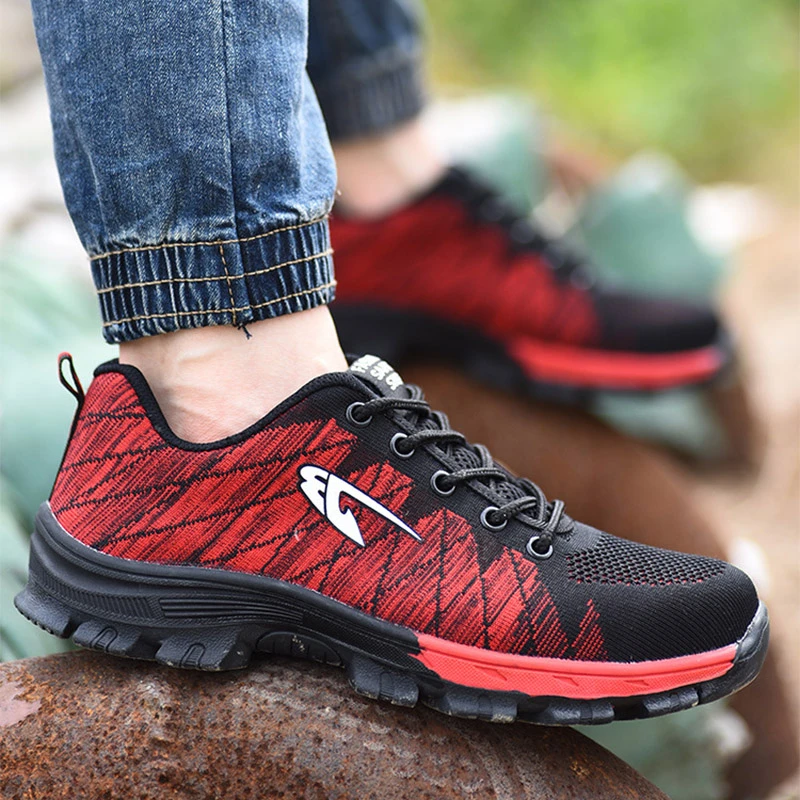 Zapatos de seguridad con punta de acero para hombre mujer, zapatillas deportivas a la moda, transpirables ligeras, a prueba de perforaciones|Calzado de seguridad| - AliExpress
