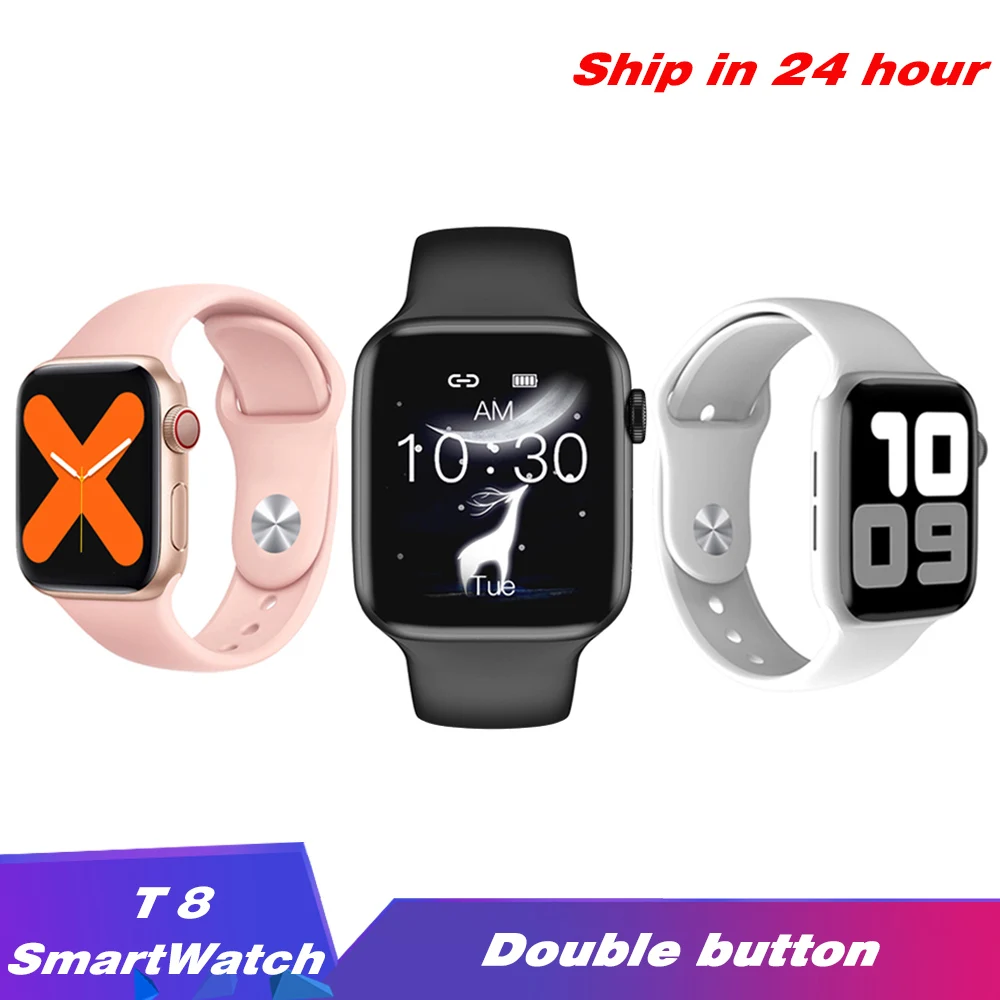 

T8 Smart Watch 30 Meter Swim IP68 Waterproof Bluetooth Dobule button HeartRate Sport Smartwatch For IOS Android PK T500 IWO 8 12