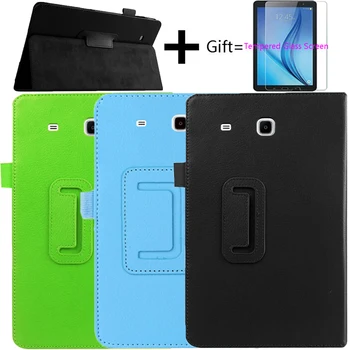

2020 Hot Sale Tempered Glass Screen Protector+Flip PU Leather Case Smart Stand Cover For Samsung Galaxy Tab E 9.6 T560 T561 Case