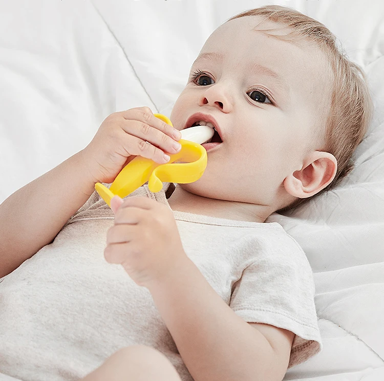 Aimeison детская молярная палочка Прорезыватель в форме банана детская силиконовая игрушечная зубная щетка может быть вареная Нетоксичная