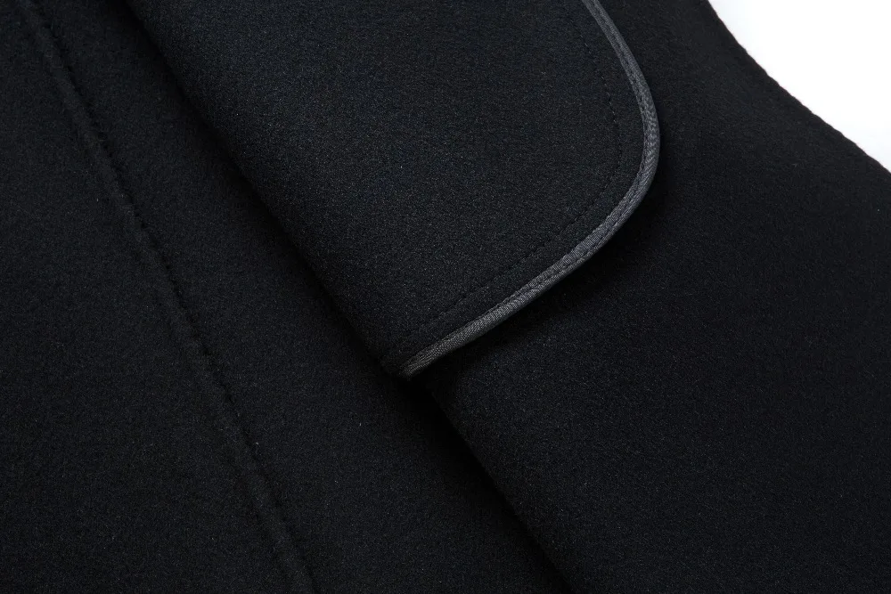 Men's Wool Long Coat Winter/Autumn Thicken Warm Windbreaker Black Long Trench Coat Men Single Breasted Woolen Overcoats Men