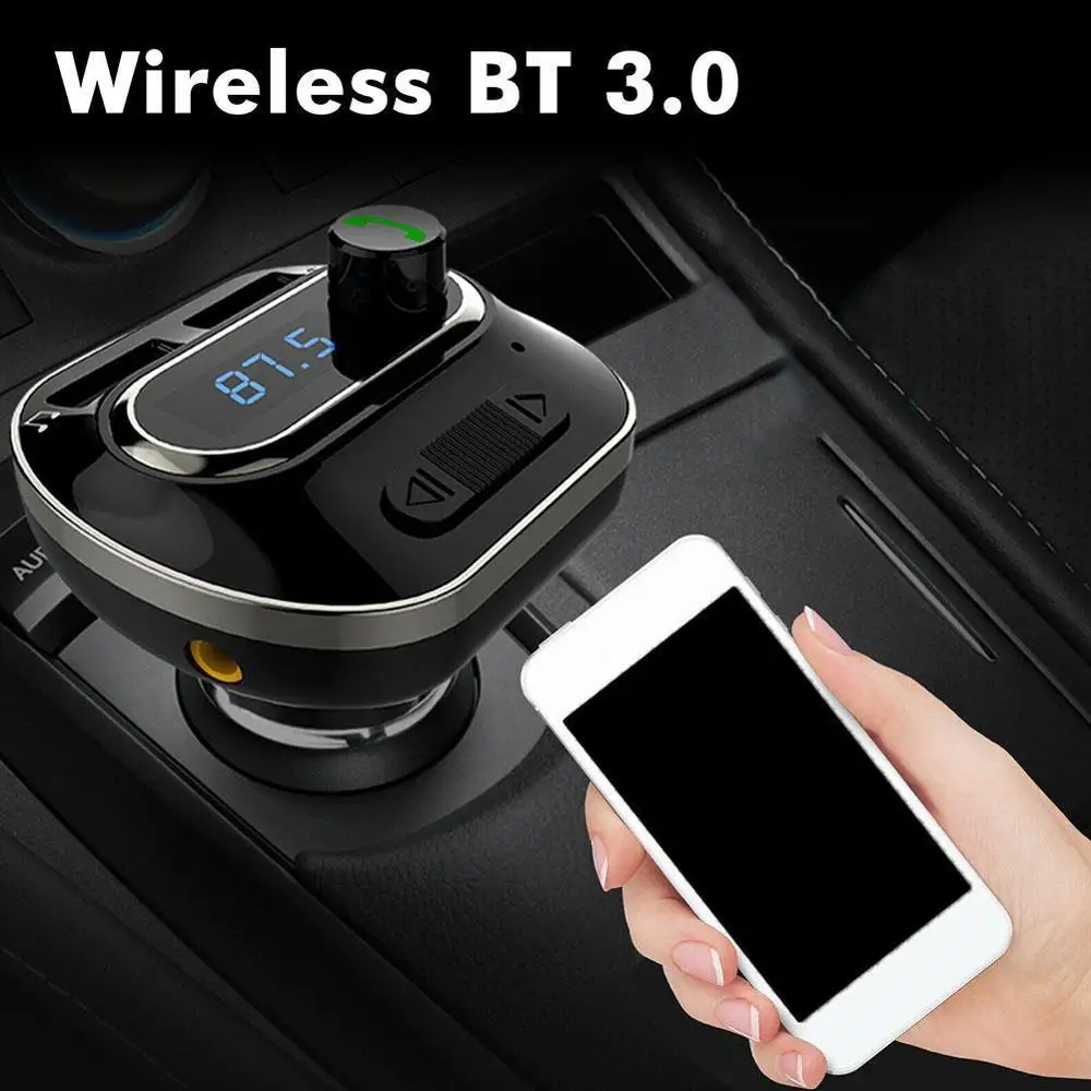 Автомобильный AUX комплект с FM адаптером беспроводной Bluetooth fm передатчик ЖК