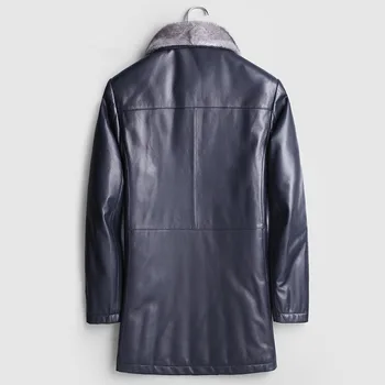 

Genuine Leather Mink Fur Collar Down Winter Jacket Sheepskin Windbreaker Long Coat F-JW-1691 MY1176