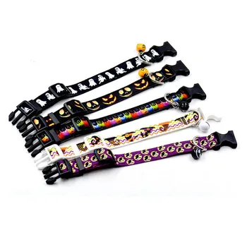 

Halloween Dog Collar Personalized Nylon Pet Dog Pumpkin Bat Colar Puppy Cat Adjustable Collars For Small Medium Dogs Supplies