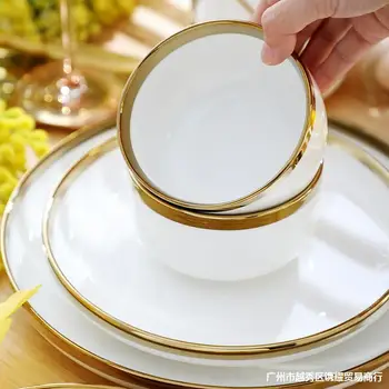 

The Nordic Tableware Bowl and Dish Phnom Penh European Style Simple Rice Bowl Ceramic Bowl Home Dishes Set