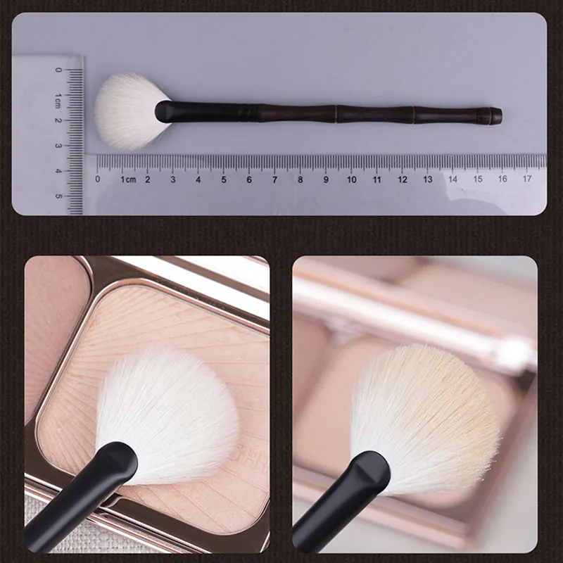 C230 전문 핸드메이드 메이크업 브러쉬, 울트라 소프트 사이비코호 염소 털, 작은 선풍기 모양 하이라이터 브러쉬