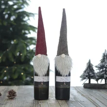 Рождественский стол для столовой аксессуар для дома вечерние крышки бутылки вина Санта-Клауса с шляпа-цилиндр Пылезащитная Крышка для бутылки с красным вином