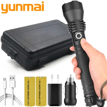 

YUNMAI XHP90.2 Rechargeable High Powerful Tactical LED Flashlight Torch Light 18650 & 26650 Battery Lantern Bulbs Adjustable