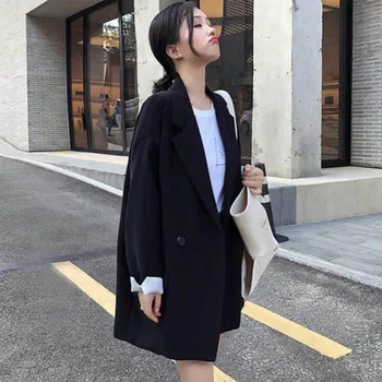 

Autumn Korean Slim Lapel Blazer Outwear Fashion Women single-breasted casual Long Sleeve jacket with pocket