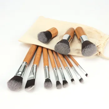 

2019NEW Natural Bamboo Professional Makeup Brushes Set Powder Foundation Eyeshadow Blending Brush Cosmetic Make up Tool 11pcs