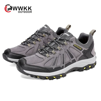 

WWKK Men's Waterproof Hiking Shoes Travel Shoes Autumn Outdoor Non-slip Wear Sneakers Woman Trekking Climbing Sports Shoes Male