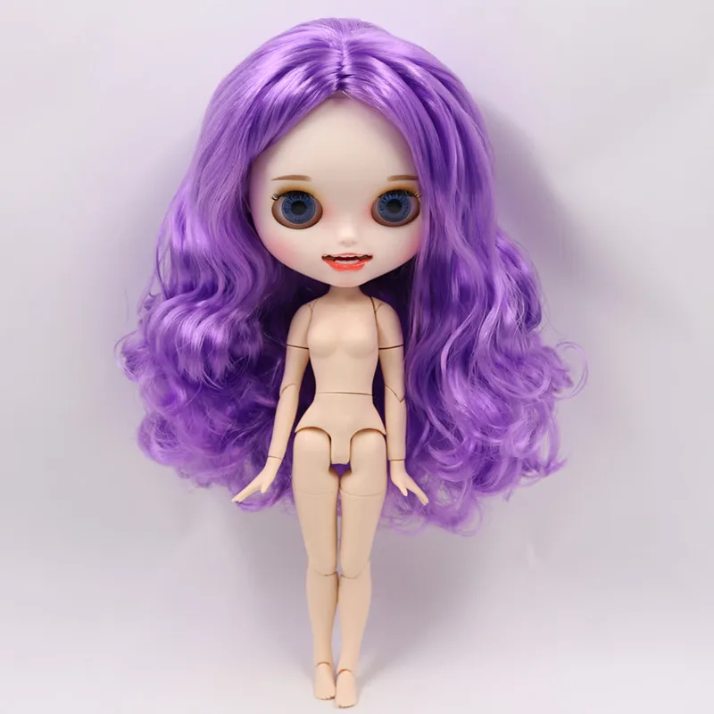 nude doll Кукла Blyth, Обнаженная, резные губы, открытый рот, матовая, на заказ, для лица, фиолетовые волосы, 1/6, для тела, ледяной bjd, сделай сам, игрушка, подарок для девочки - Цвет: nude doll