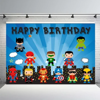 

Photography Backdrops Happy Birthday Baby Super Hero Stripes Headquater Custom Photo Backgrounds Studio Backdrops Vinyl