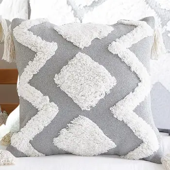 

Bohemian Decorative Pillowcase Sofa Bedroom Living Room Modern Tufted Cushion Set Tassel Cute Pillowcase Waist