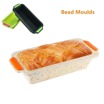 

Cake Baking Mold New Color Dot Silicone Two-color Cake Mold Double Ear Toast Bread Box Long Square Cake Mold Non-stick Bakeware