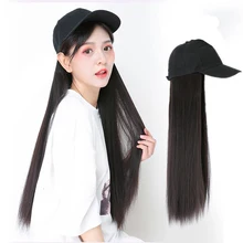 1 шт коричневые черные регулируемые женские шапки длинные прямые волосы для наращивания с черной крышкой парик все-в-одном Женская Бейсболка