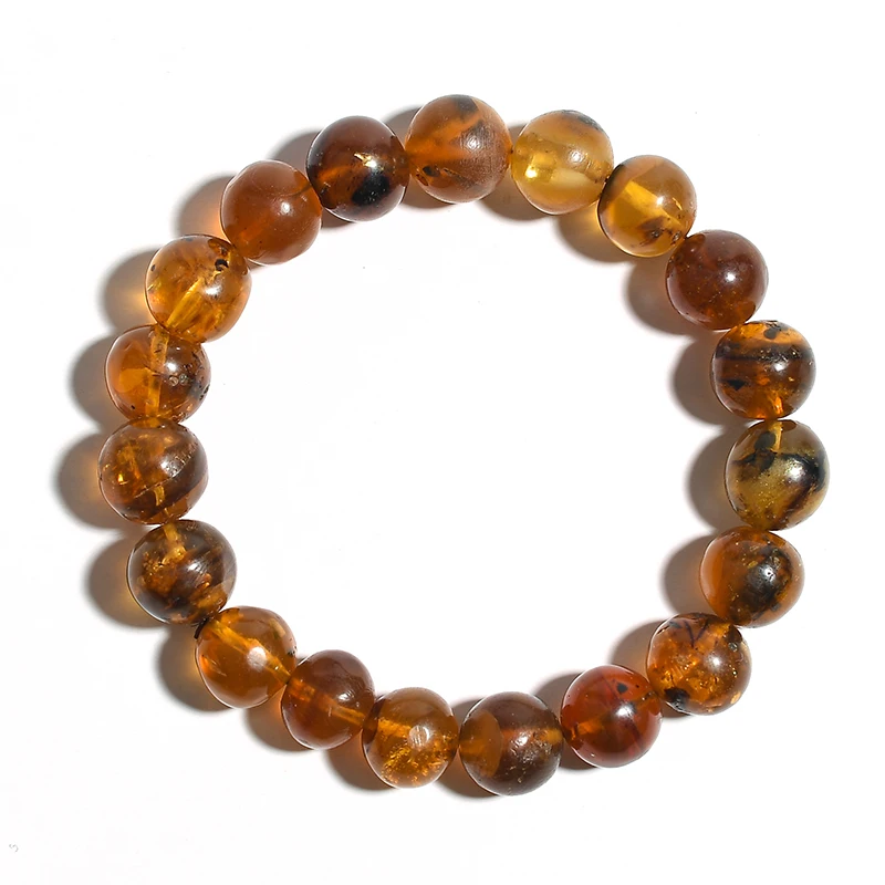 

Myanmar Golden Brown Pole Bracelet Natural Amber Bead Single Ring Handball Bucket Bead Bracelet B007