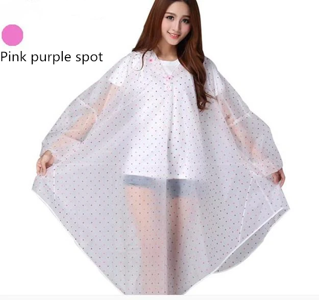 Pink Purple dots Модный дождевик в горошек для взрослых и женщин, непромокаемый плащ, непромокаемый плащ для девочек - Цвет: Pink Purple dots