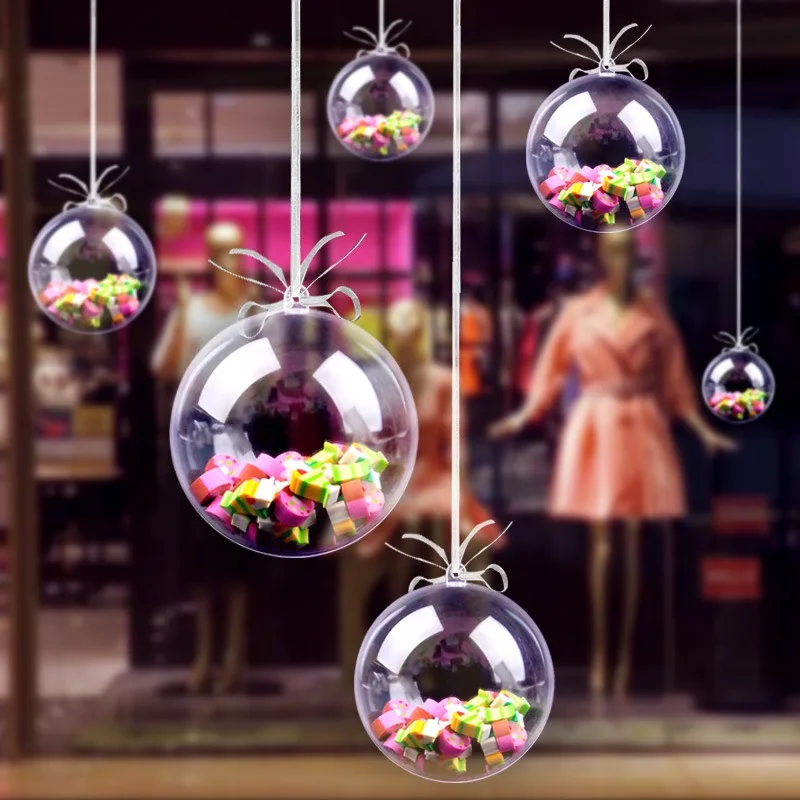 

10PCS Clear Plastic Fillable Baubles Christmas Ball Ornaments DIY Wedding Party Holiday Home Decorations