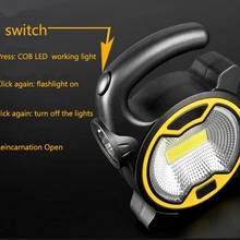 COB Светодиодная лампа для автомобиля портативный фонарь Водонепроницаемый аварийный портативный прожектор перезаряжаемый прожектор для походный фонарь фонарик