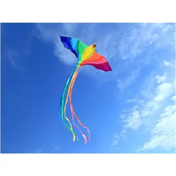 

Phoenix Kite With Long Colorful Tail With Handle Line Outdoor Fun Kids Toy Q6PD