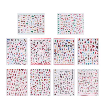 

20 Sheets Xmas Manicure Stickers Delicate Cartoon Printed Nail Stickers