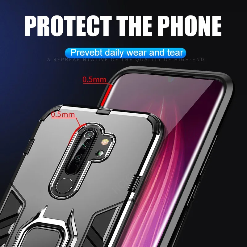 Роскошный защитный чехол с магнитным кольцом для телефона Xiaomi Redmi Note 8 7 8T Pro