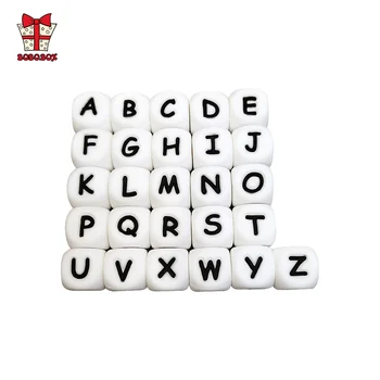 

BOBO.BOX 50Pcs Silicone English Letter DIY Food Grade Beads Baby Bracelet Baby Chewing Jewelry Teethers Necklace Pacifier Clip