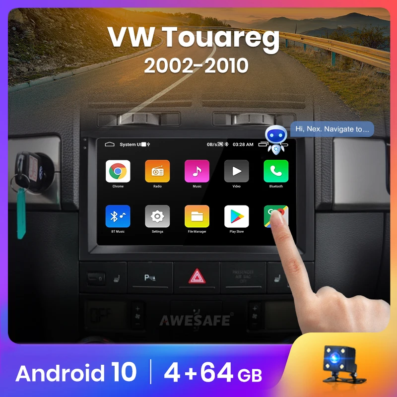 AWESAFE Автомагнитола PX9 с голосовым управлением для VW Volkswagen touareg 2002 - 2010 DVD