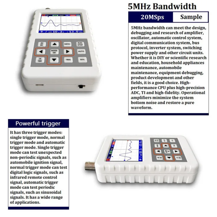ADS2050H ADS2031H Handheld Oscilloscope High Precision Portable 2.4 Inch LCD Screen TT-best