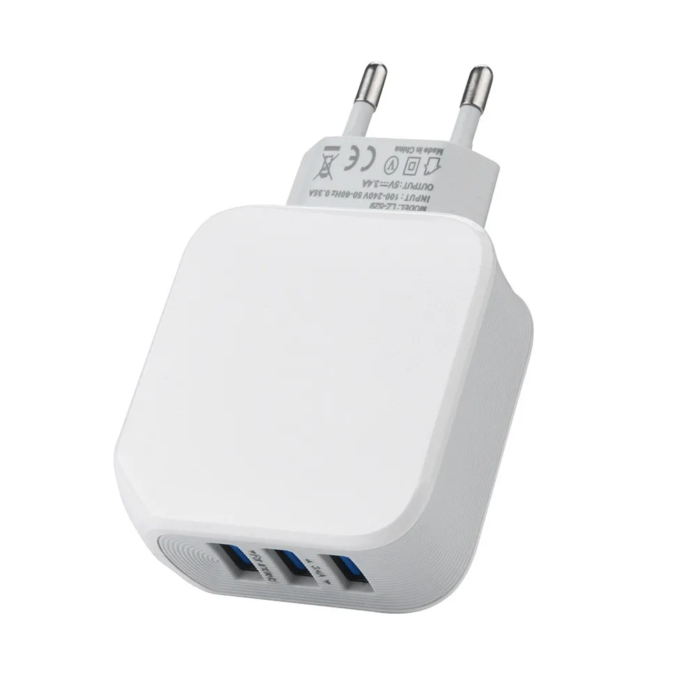3 USB Ports Universal 5V 3.4A Travel Charger Fast Charging Wall Charger EU Plug For Phone PAD MP3 Camera Charger 8.7