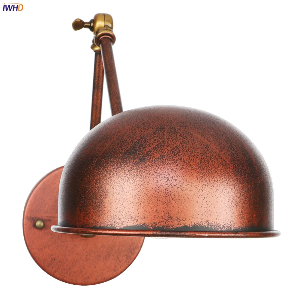 IWHD Antique Rustic Vintage Wall Lamp Bedroom Stair Loft Industrial Decor Swing Long Arm Retro Wall Lights For Home Lighting