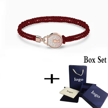 

2020 SWA Fashion new TOGETHERNESS LOCK bracelet exquisite and elegant red black braided rope lock decoration couple jewelry gift