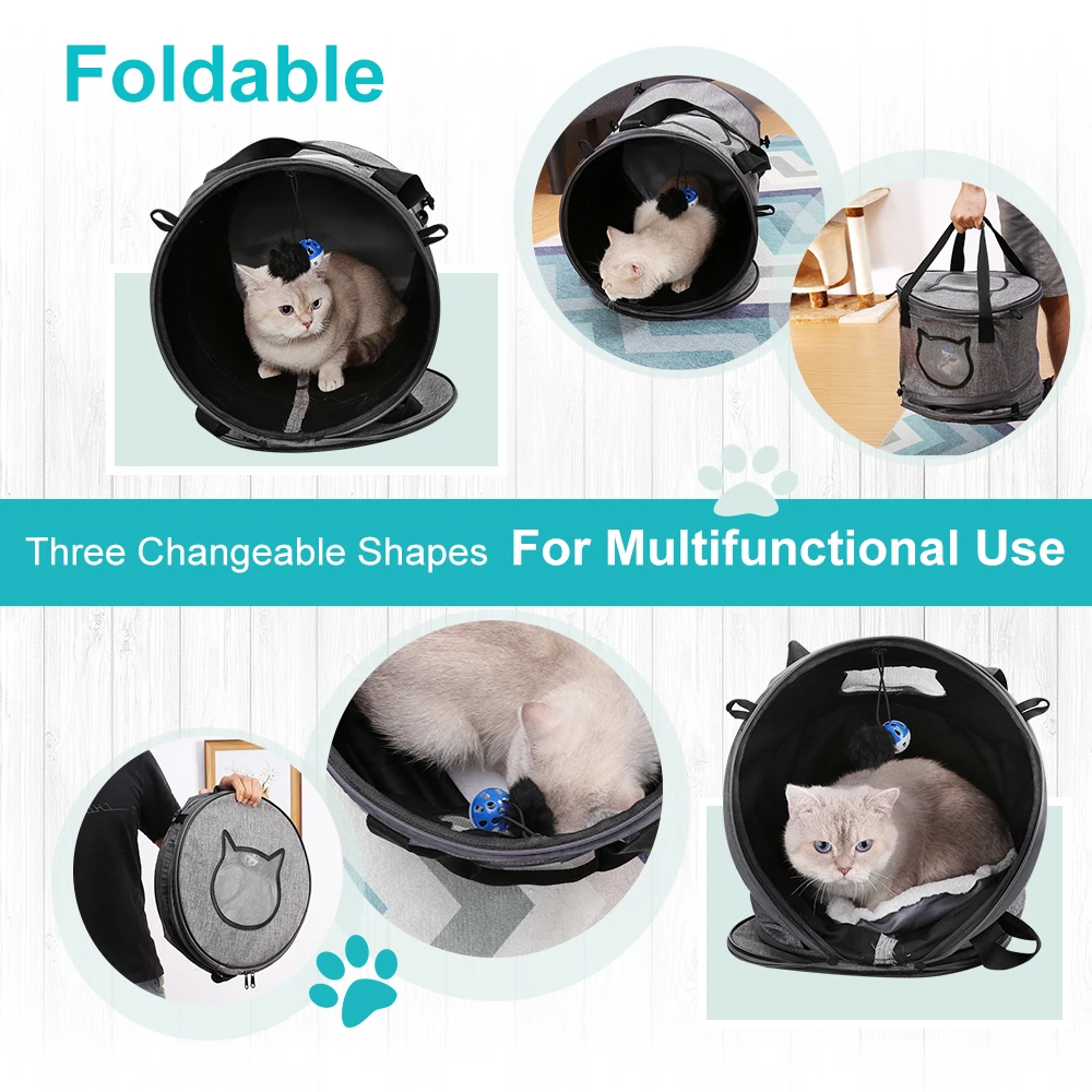 

Multifunctional Cat Carrier Portable Bed Collapsible Cat Tunnel With Changeable Shapes Mat Toys Docamor Foldable Pet Cat Carrier