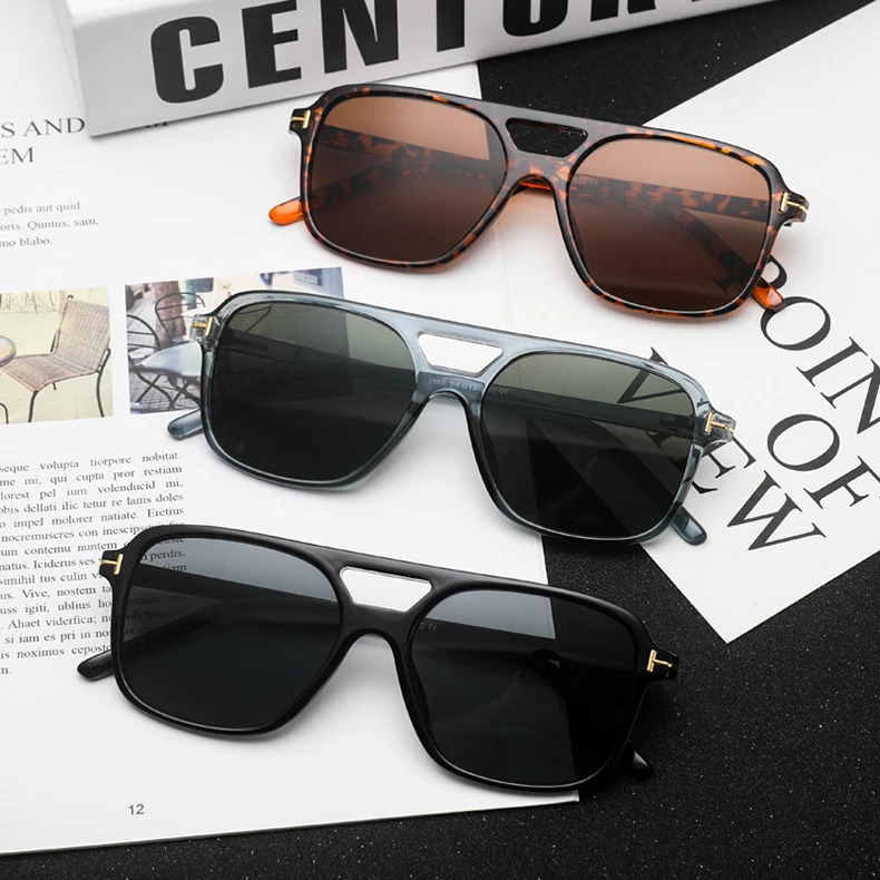 Gafas De Sol cuadradas con tinte De estilo oceánico, lentes De con diseño De marca De Metal T Vintage - Accesorios para la ropa