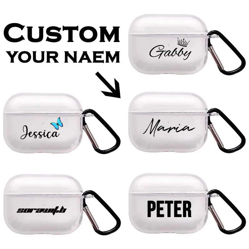 Персонализированный Чехол для Airpods 3 с логотипом и именем защитные прозрачные