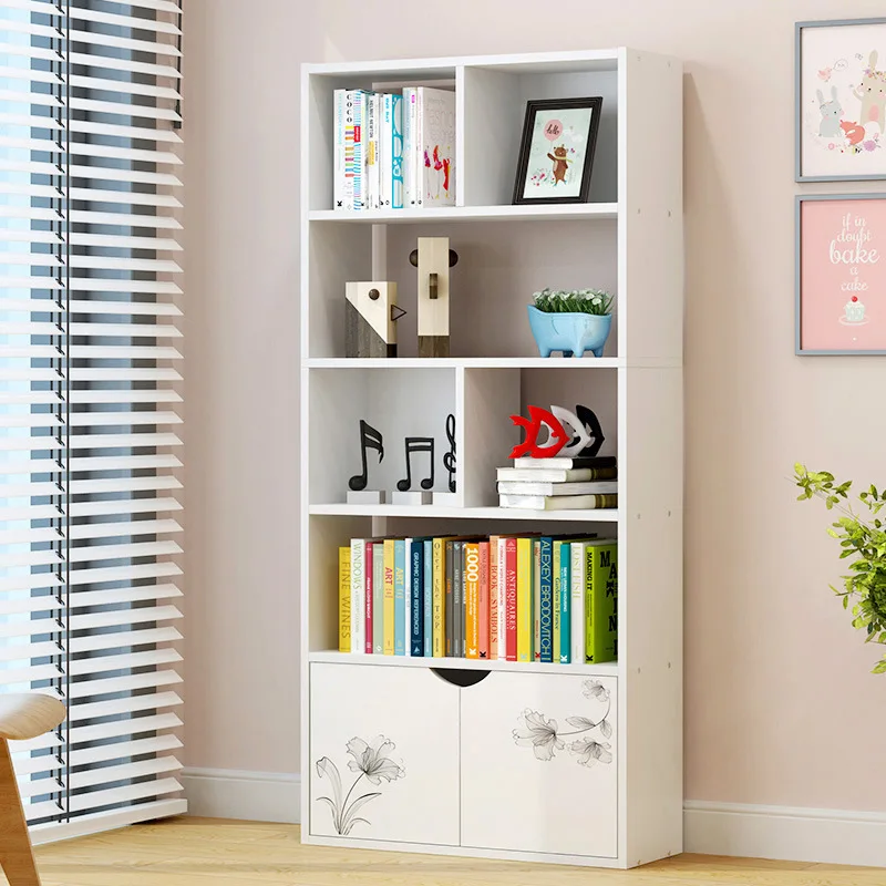

Combination Bookshelf Bookcase Simplicity Creative Cool Storage Shelf Floor Simple Display Rack Special Offer Bookshelf with Doo