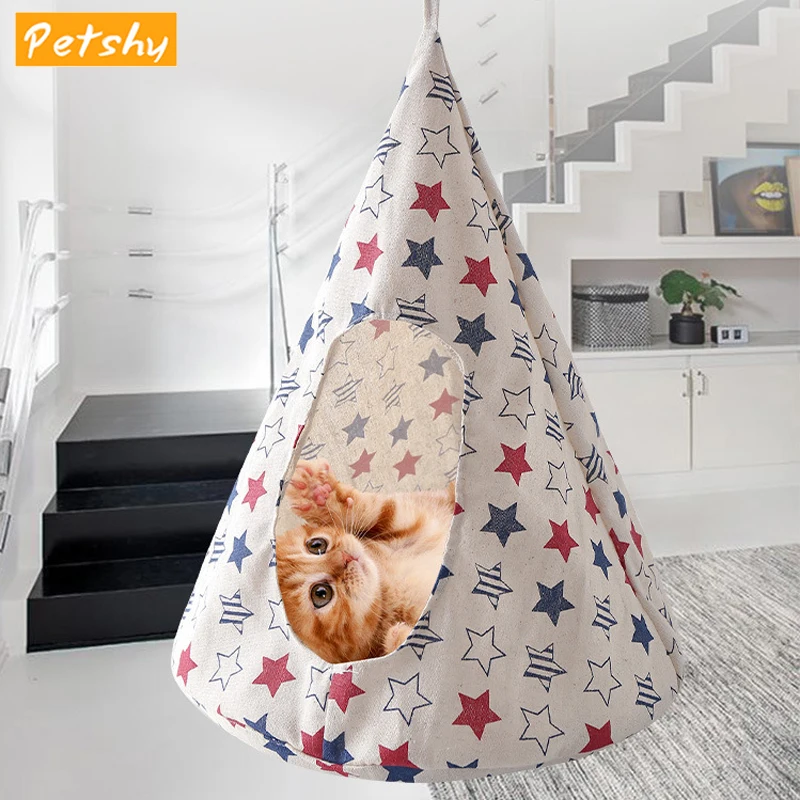 

Petshy Portable Hanging Cat Bed Soft Cat Hammock Tent Puppy Cage Bed House Cave Kitten Hammock Cushion Cats Basket Kennel
