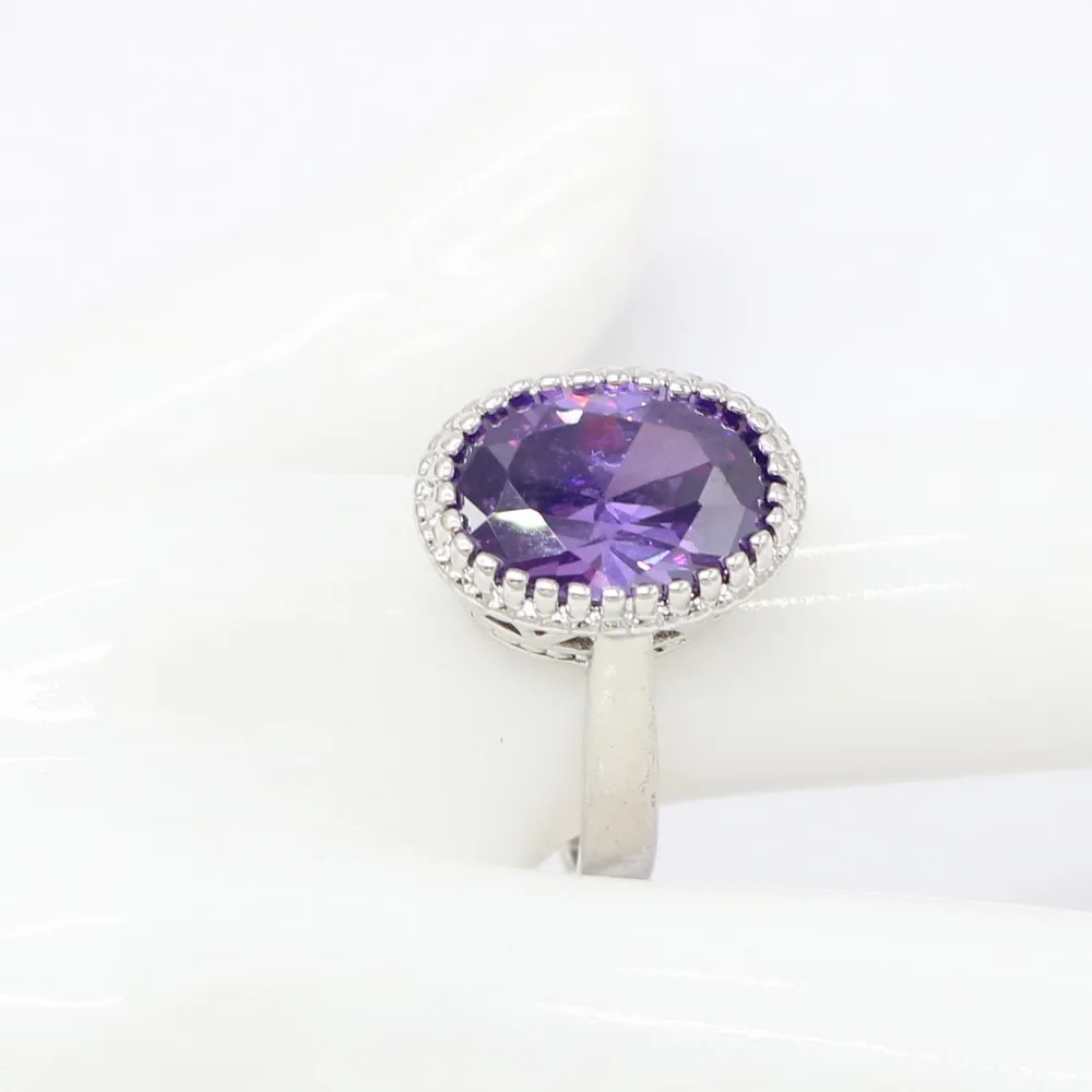 Круглый Изысканный Фиолетовый стерлингового серебра 925 Модный кулон ожерелье браслет из серьги Ювелирные наборы для дам модный подарок