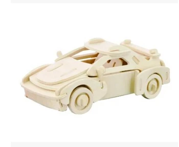

Pudcoco Creative Wooden Car Model Three Dimensional Puzzle Model Puzzle 3D Interconnecting Blocks DIY Model Map Handmade Toys