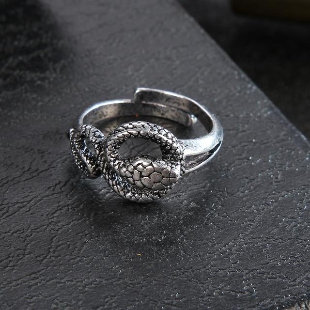 Retro Snake Ring for Men Women Exaggerated Antique Siver Color Opening Adjustable Rings Rock Exaggerated Jewelry