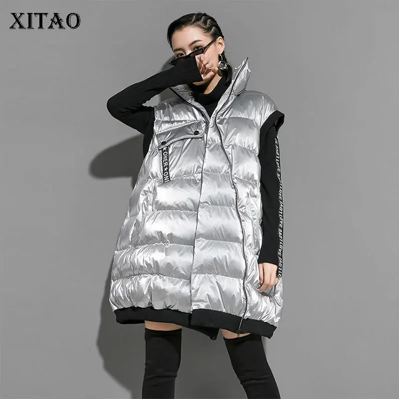 XITAO Tide лоскутное письмо жилет большого размера Женская одежда 2019 мода молния