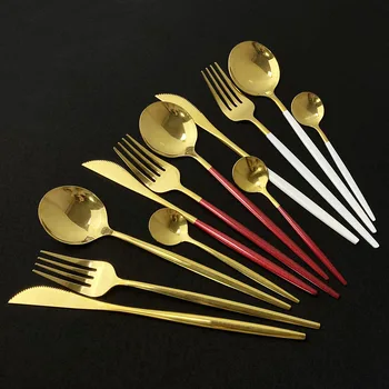 

4Pcs/Set Pink Gold Mirror Cutlery Set 18/10 Stainless Steel Dinnerware Silverware Flatware Set Dinner Knife Fork Spoon Set