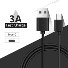 25/100/150/200/300cm Preto 3A USB C Tipo C Cabo do Carregador de Sincronização de Dados Cabo de Carregamento Rápido Para Xiomi Redmi Nota 7 8 Pro Huawei