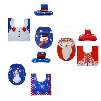 

Hit 3PCS Flannel Christmas Toilet Cover Santa Claus For toilet bowl mat seat accessories Decoration bathroom rug Xmas Decor